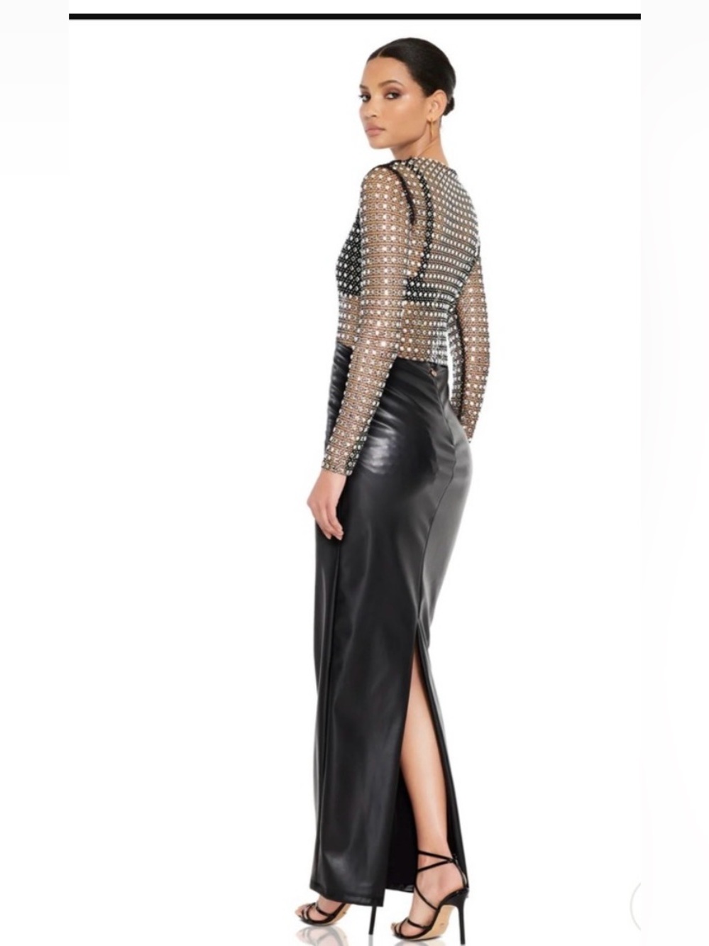 Nookie Rebel Black Faux Leather Maxi Skirt High Waist Size M NWOT - Picture 3 of 7